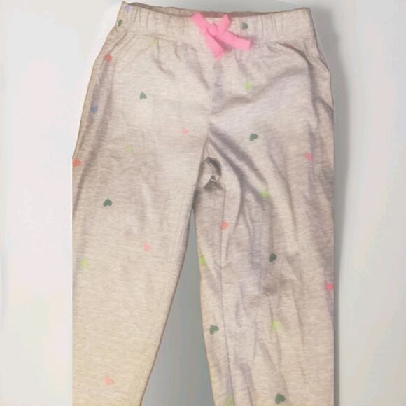 Old Navy Girls Jogger Pants Size S 6–7 Gray Heart Print Pink Bow Lounge - Picture 4 of 6